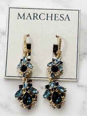 Marchesa Glass & Epoxy Stone Gold-Tone Double Drop Earrings